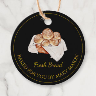 Étiquettes Cadeau Balises Favoris de Pain Maison Noir
