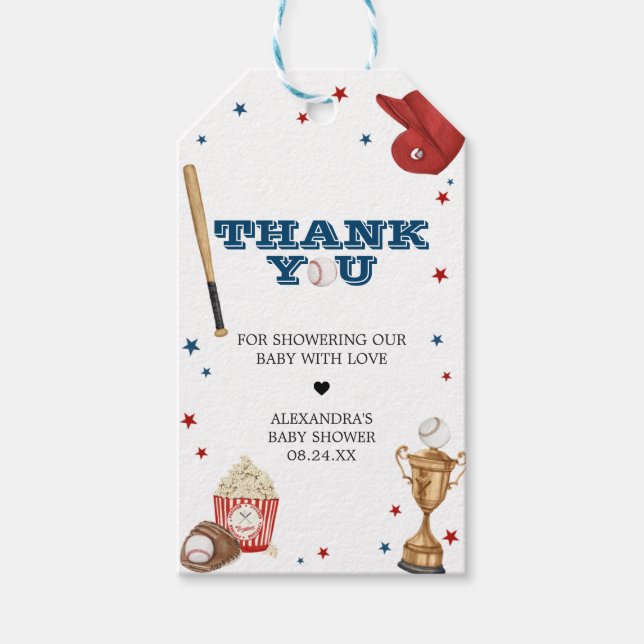 Étiquettes-cadeau Balises Favoriser Baby shower Baseball (Devant)