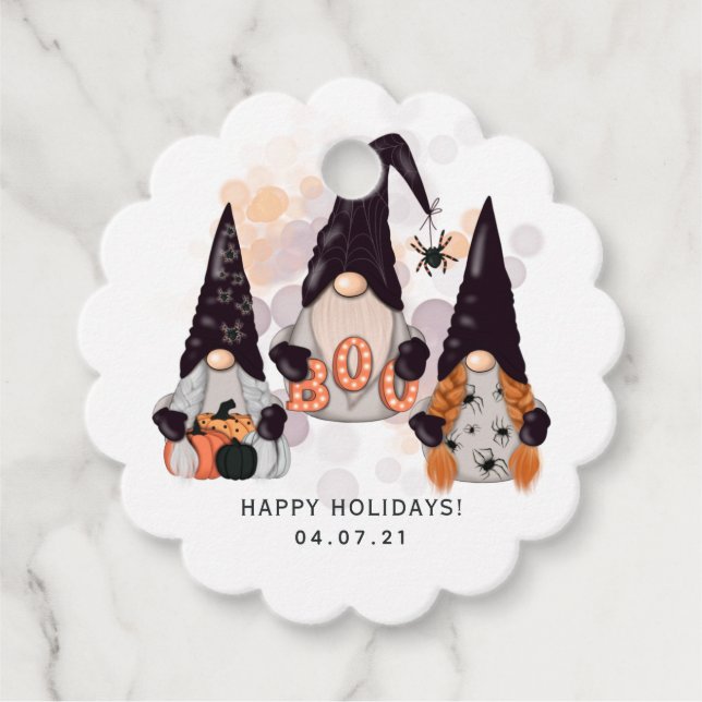 Étiquettes Cadeau Balises Favoriser Gnomes Halloween (Devant)