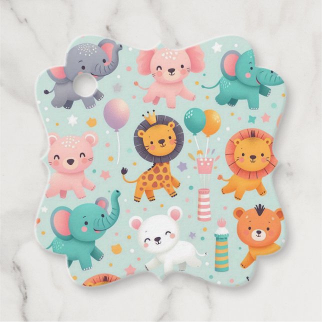 Étiquettes Cadeau Balises Favoriser Parade Animale (Devant)