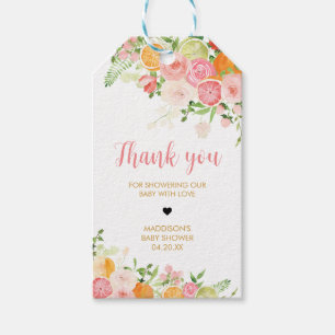 Étiquettes-cadeau Balises Fleur Rose Orange Citrus Favoriser