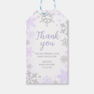 Étiquettes-cadeau Balises Frappe à neige violette Baby shower Favori