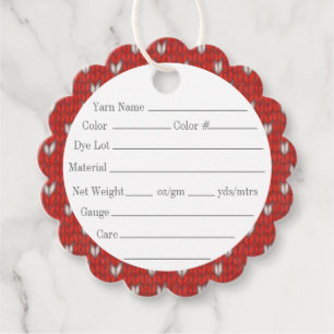 Étiquettes Cadeau Balises HEART KNIT 2" Scalloped Round Yarn