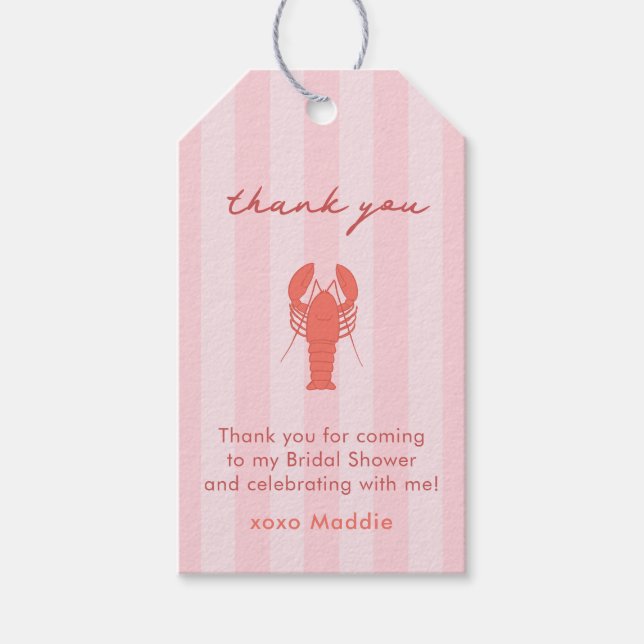 Étiquettes-cadeau Balises Lobster Doodle Rose Red Fête des mariées F (Devant)