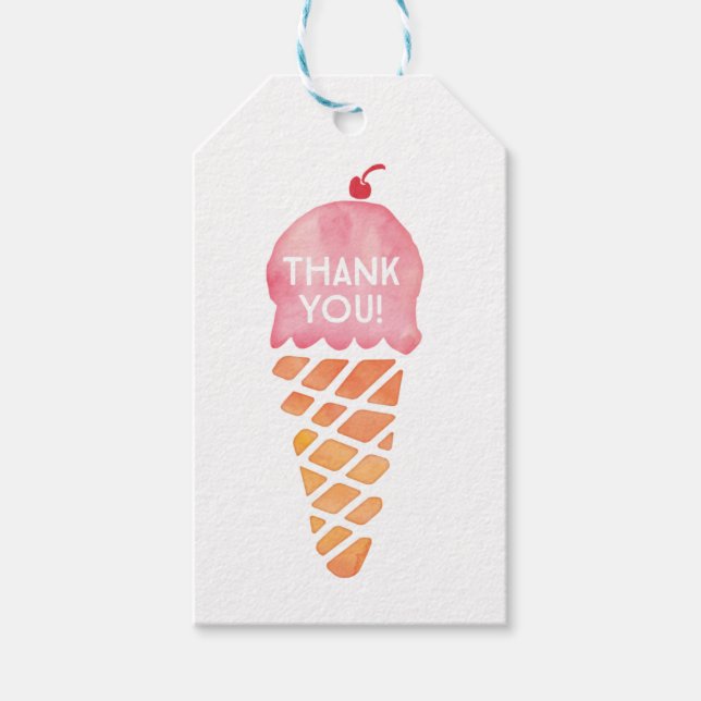 Étiquettes-cadeau Balises Merci | Balises de préférence | Crème glac (Devant)