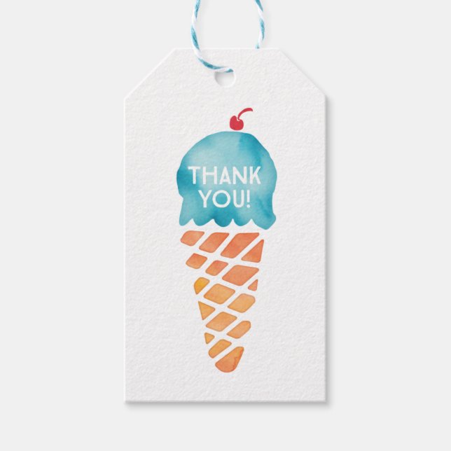 Étiquettes-cadeau Balises Merci | Balises de préférence | Crème glac (Devant)