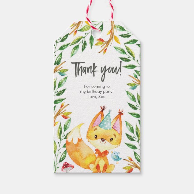 Étiquettes-cadeau Balises Merci | Balises de préférence | Cute renar (Devant)