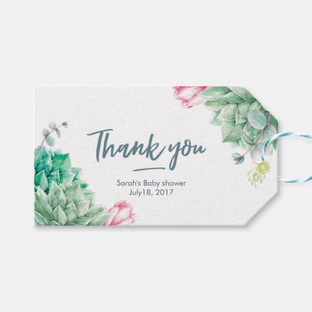 Étiquettes-cadeau Balises Merci | Balises de préférence | fleurs suc (Devant (Horizontal))