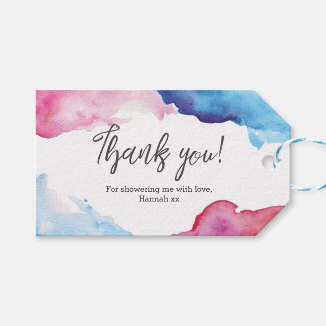 Étiquettes-cadeau Balises Merci | Balises de préférence | Rose bleu (Devant (Horizontal))