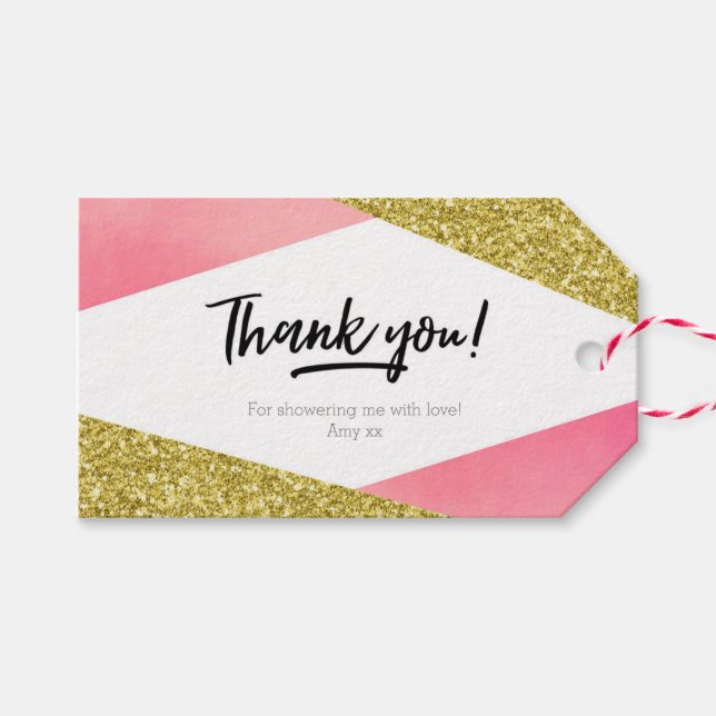 Étiquettes-cadeau Balises Merci | Balises de préférence | Rose et pa (Devant (Horizontal))