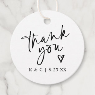 Étiquettes Cadeau Balises Merci pour Faveurs Mariages Coeur Moderne