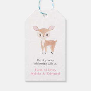 Étiquettes-cadeau Balises préférées Baby shower fille cerf mou