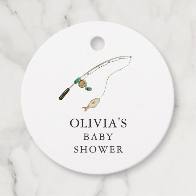 Étiquettes Cadeau Balises préférées de Little Fisherman Baby shower  (Devant)