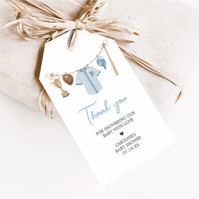 Étiquettes-cadeau Balises préférées du Baby shower de baseball Littl (Baseball Little Slugger Baby Shower Favor Tags)