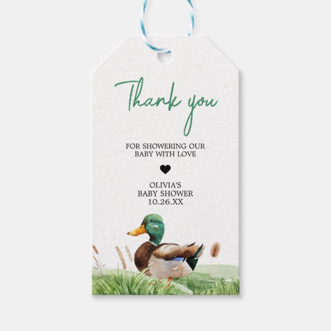 Étiquettes-cadeau Balises préférées du Baby shower Mallard Duck (Devant)