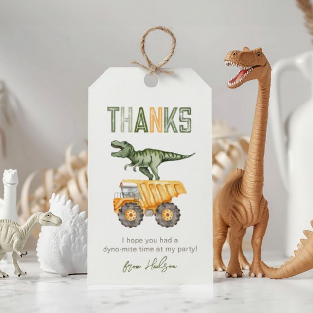 Étiquettes-cadeau Balises préférées du Dino Construction Party (Créateur téléchargé)