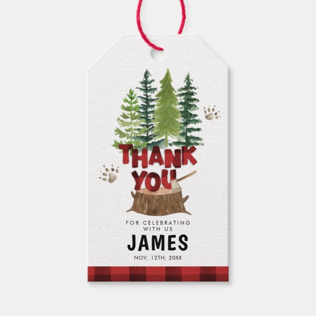 Étiquettes-cadeau Balises préférées du Merci de bûcheron Plaid Buffa (Devant)