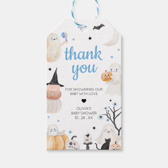 Étiquettes-cadeau Balises préférées du petit Baby shower Halloween (Devant)