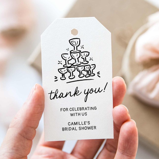 Étiquettes-cadeau Balises Retro Brunch et Bubbly Merci (Retro Champagne Bridal Shower Favor Tags)