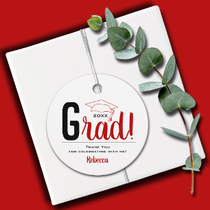 Étiquettes Cadeau Balises Scarlet et Black Graduation Cap Favoriser