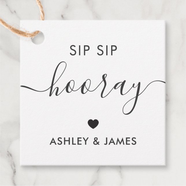 Étiquettes Cadeau Balises Sip Sip Hooray, Balise Cadeau Mariage, Kra (Devant)