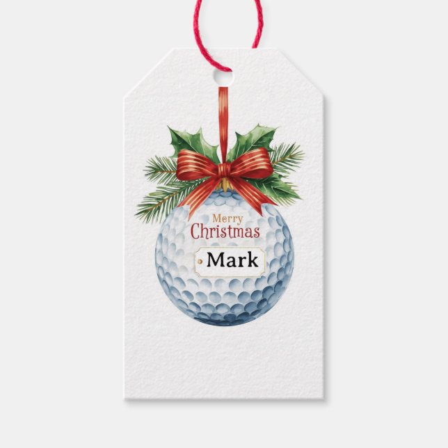 Étiquettes-cadeau Balle de golf thème de Noël (Devant)