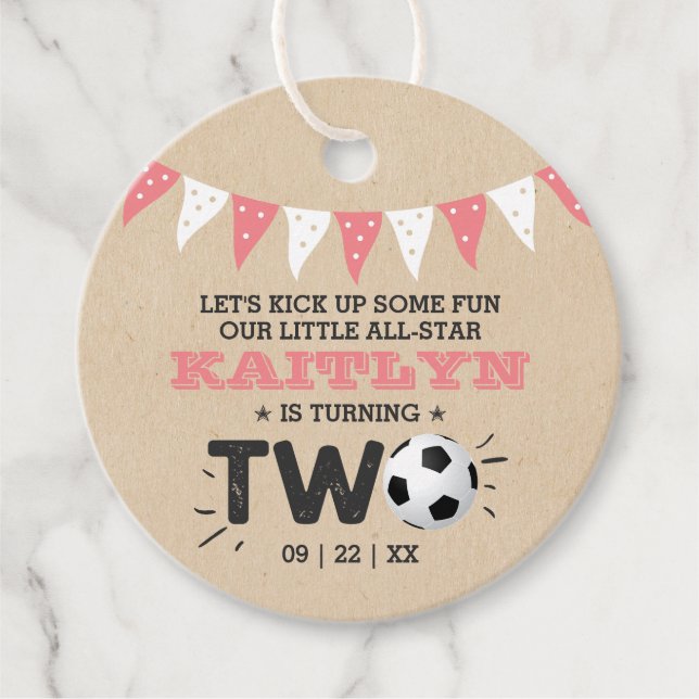 Étiquettes Cadeau Balle de soccer étoile 2e anniversaire (Devant)