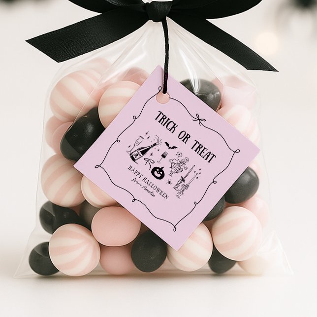 Étiquettes Cadeau Balle ou régal, Halloween rose (Créateur téléchargé)