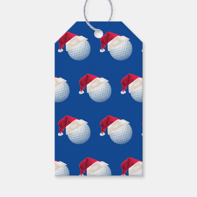 Étiquettes-cadeau Baller Christmas Golf Père Noël Sports (Devant)