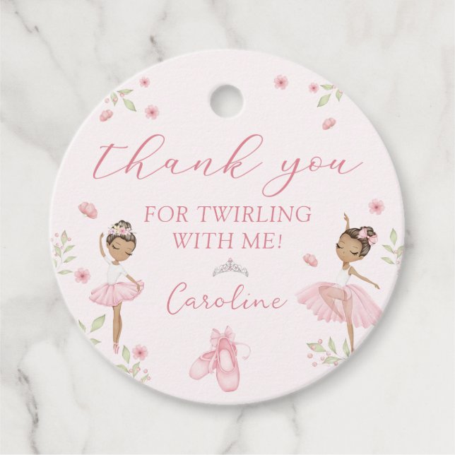 Étiquettes Cadeau Ballerina rose Ballet Anniversaire Fête Favoriser  (Devant)
