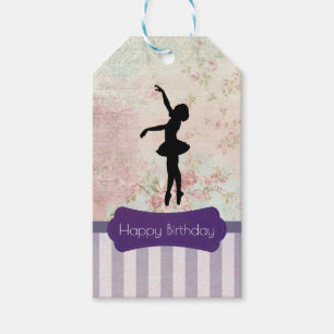 Étiquettes-cadeau Ballerina Silhouette sur l'anniversaire Motif Vint