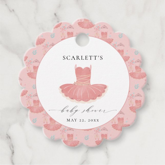 Étiquettes Cadeau Ballerina Tutu Bébé Rose mignonne Baby shower fill (Devant)