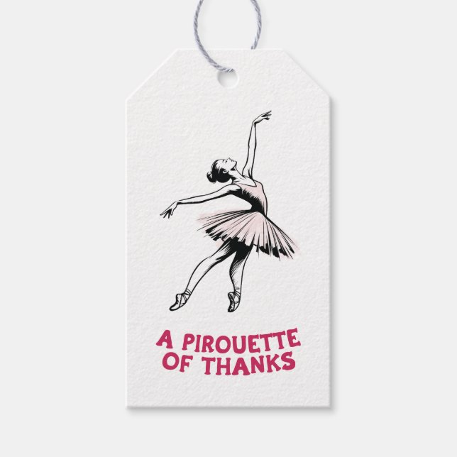 Étiquettes-cadeau Ballerina Une Pirouette de Merci Ballet Favoriser (Devant)