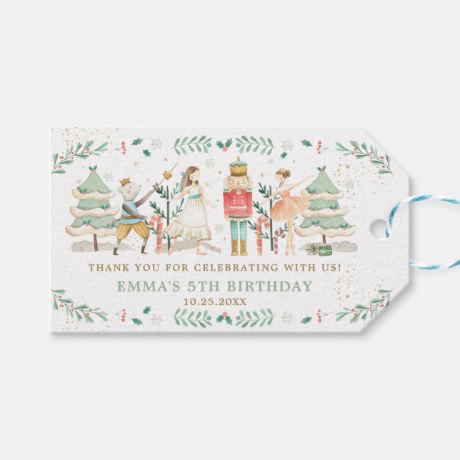 Étiquettes-cadeau Ballet de Noisette Noël Anniversaire Merci (Devant (Horizontal))