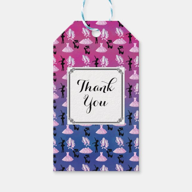 Étiquettes-cadeau Ballet Thème Motif avec Danse Attire Merci (Devant)