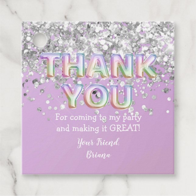 Étiquettes Cadeau Ballons arc-en-ciel en Merci (Devant)