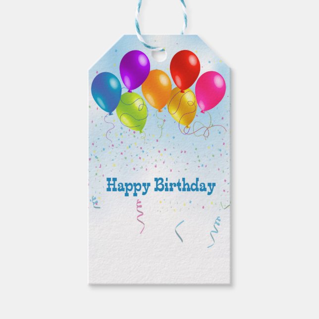 Étiquettes-cadeau Ballons d'anniversaire (Devant)