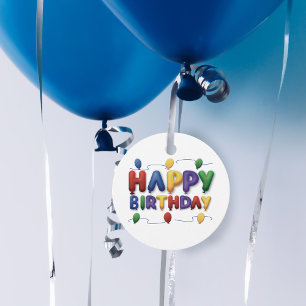 Étiquettes Cadeau Ballons d'anniversaire colorés et heureux Tags cad