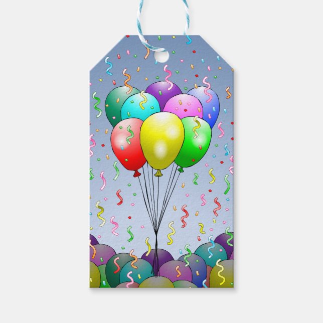 Étiquettes-cadeau Ballons de fête colorés (Devant)