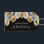 Étiquettes-cadeau Ballons de parties scintillant 80th Birthday Party<br><div class="desc">Ballons élégants en faux argent et en parties scintillant d'or sur la bordure supérieure. Tout le texte est ajustable et facile à changer pour vos besoins de partie. Grand design modèle de fête d'anniversaire élégant. chaque année, l'âge peut être changé ballons de Parties scintillant, fantaisie, chic, élégante fausse parties scintillant...</div>