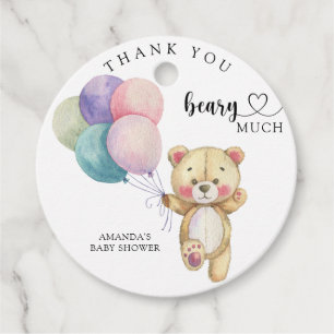 Étiquettes Cadeau Ballons d'ours en peluche - merci de bien faire at