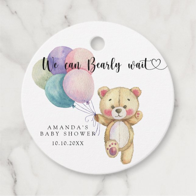Étiquettes Cadeau Ballons d'ours en peluche - on peut attendre (Devant)