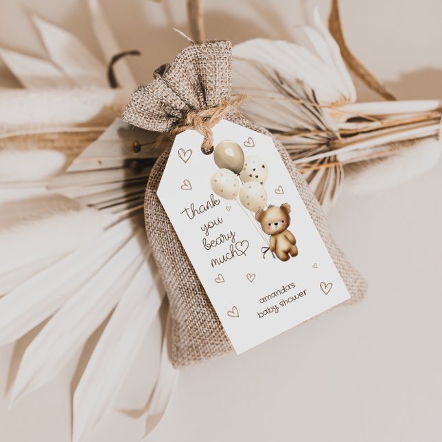 Étiquettes-cadeau Ballons en forme d'ours en peluche Merci beaucoup (Créateur téléchargé)