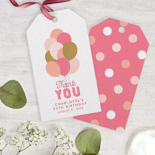 Étiquettes-cadeau Ballons Faux Or Rose Pâle Merci