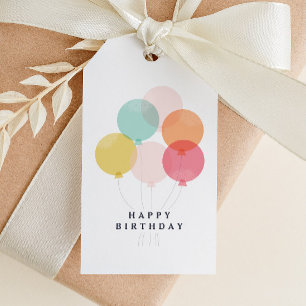 Étiquettes-cadeau Ballons Modernes Bouquet Joyeux Anniversaire