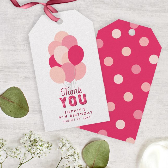Étiquettes-cadeau Ballons roses Merci (Créateur téléchargé)
