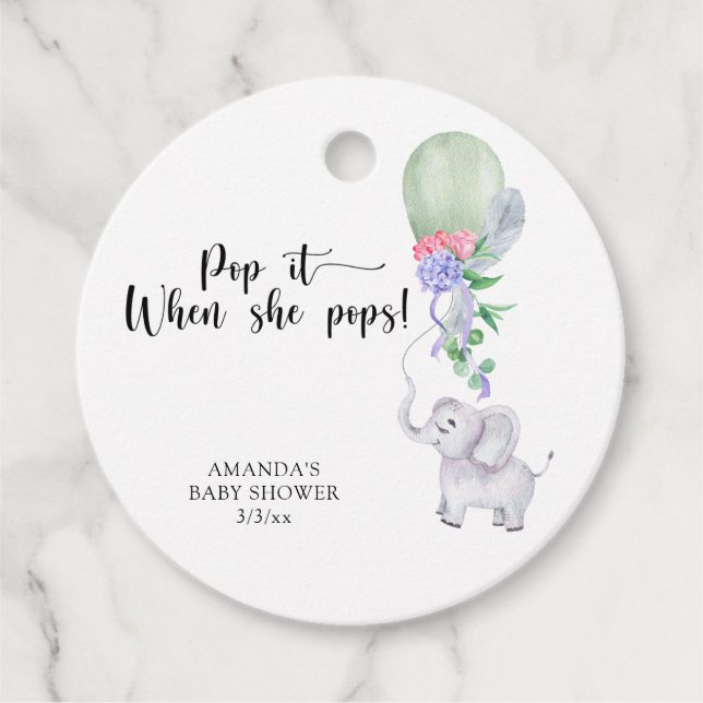 Étiquettes Cadeau Balloon et Eléphant - pop! quand elle pop (Devant)