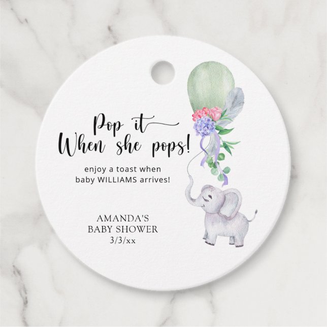 Étiquettes Cadeau Balloon et Eléphant - pop! quand elle pop (Devant)