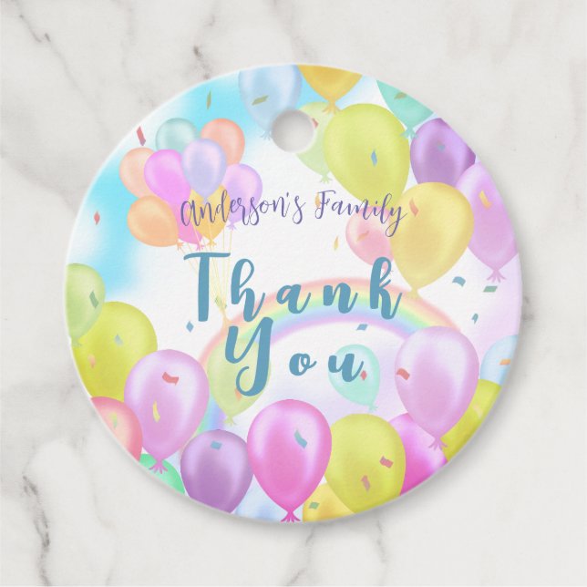 Étiquettes Cadeau Balloon Pastel Anniversaire (Devant)