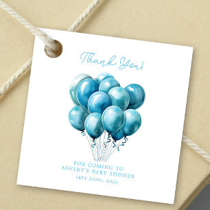 Étiquettes Cadeau Balloons Bleus Garçon Aquarelle Baby Shower